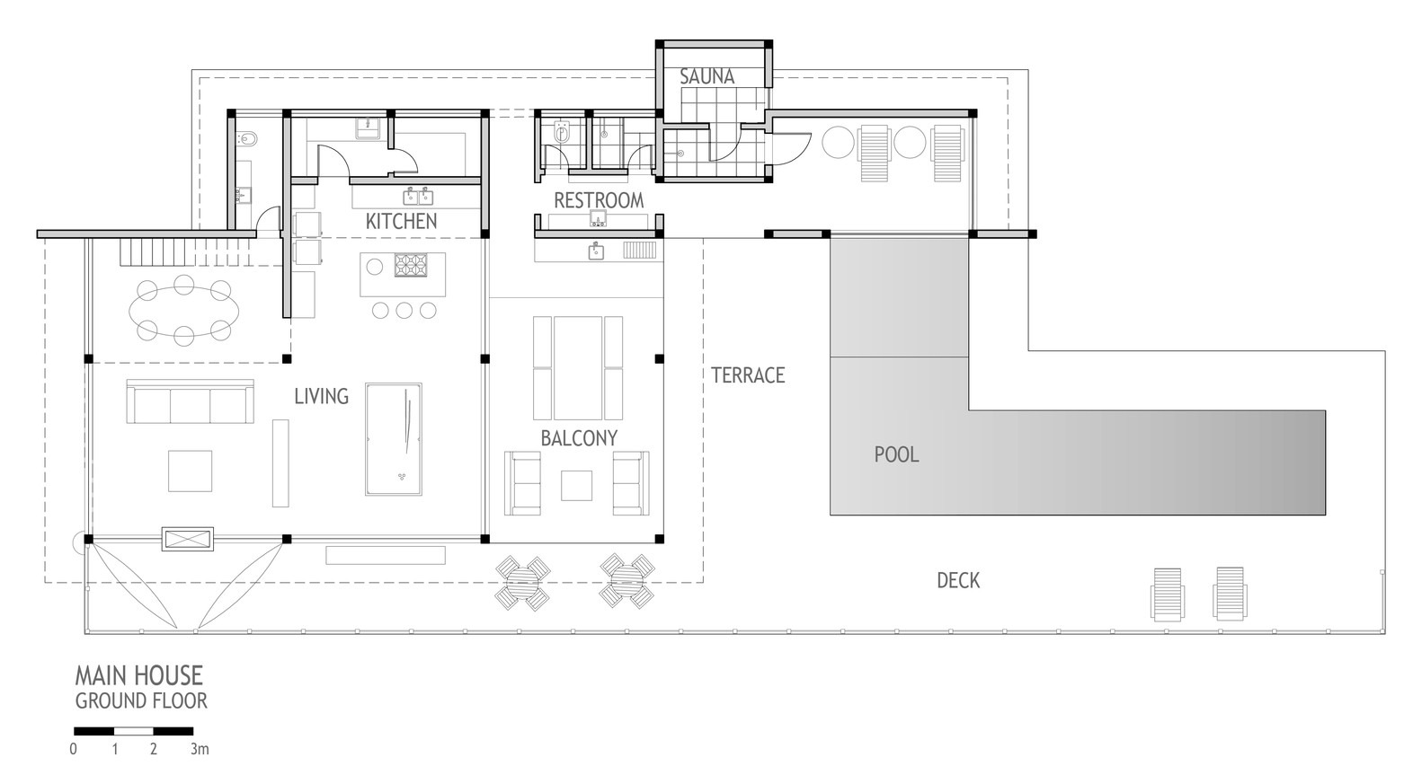 Casa Principal, fachada izquierda.